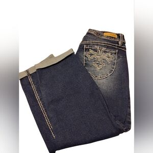 Dark Blue Capris Size 14 with Embroidered Pocket